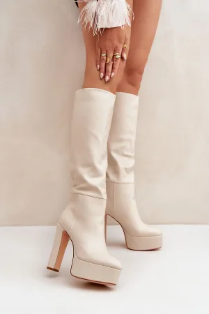 Massive platform Slip-on knee-high boots