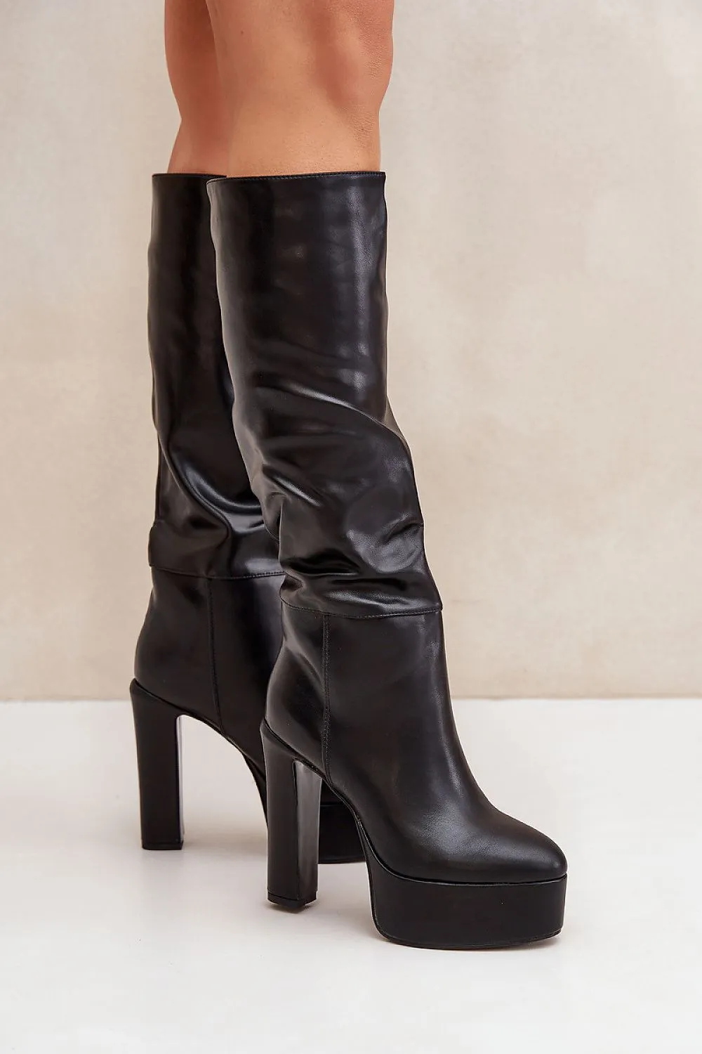 Massive platform Slip-on knee-high boots