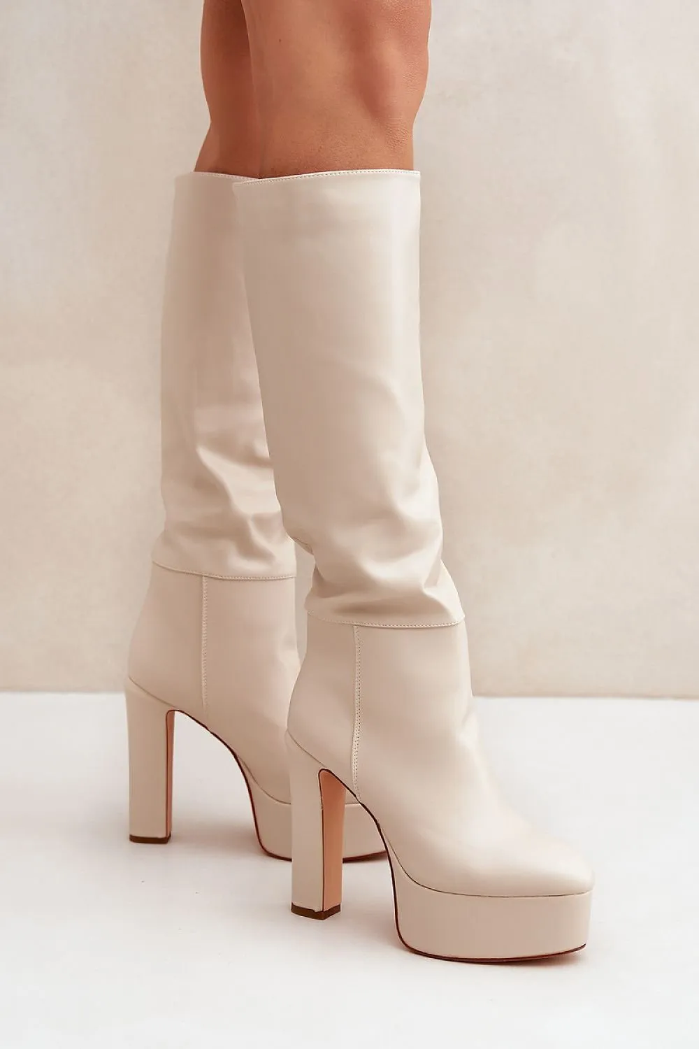 Massive platform Slip-on knee-high boots