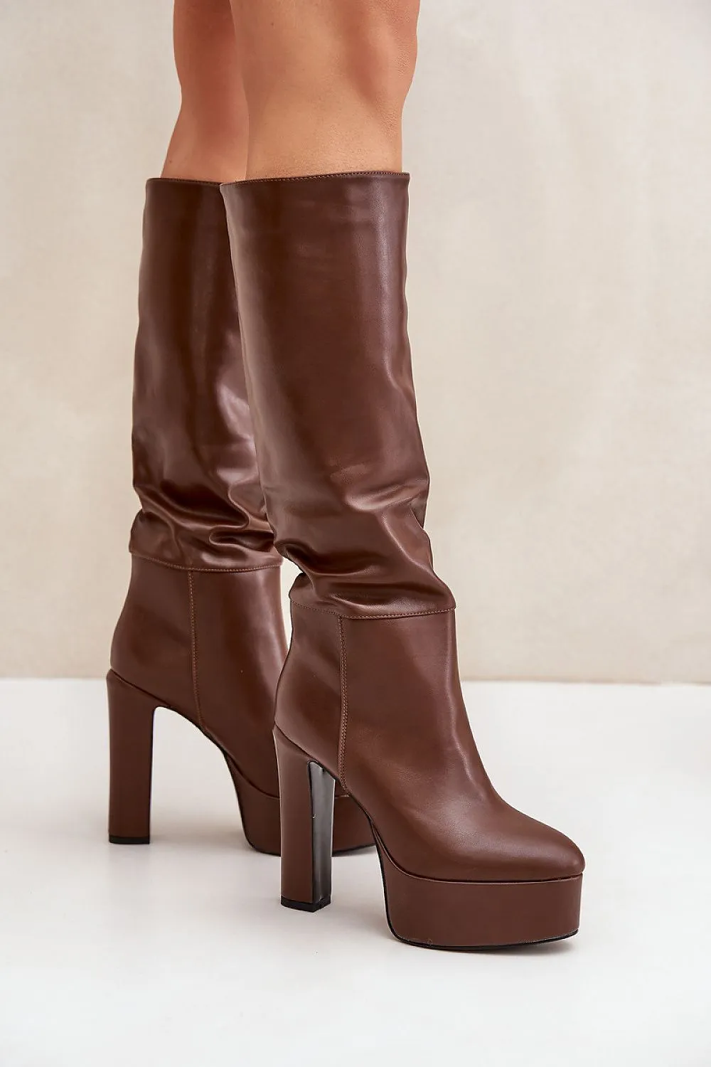 Massive platform Slip-on knee-high boots