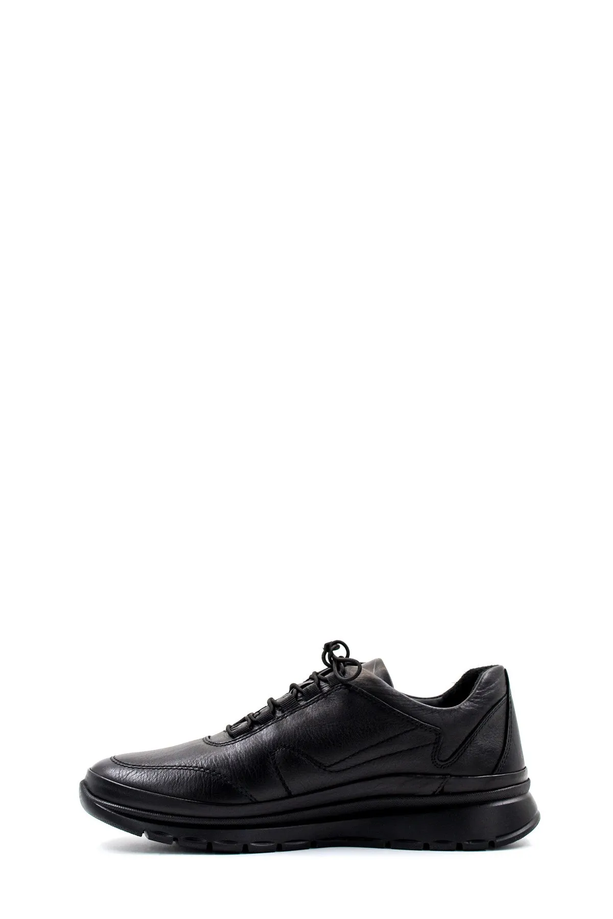 Men's Black Leather Comfort Sneakers with Cushioned Sole - Wessi
