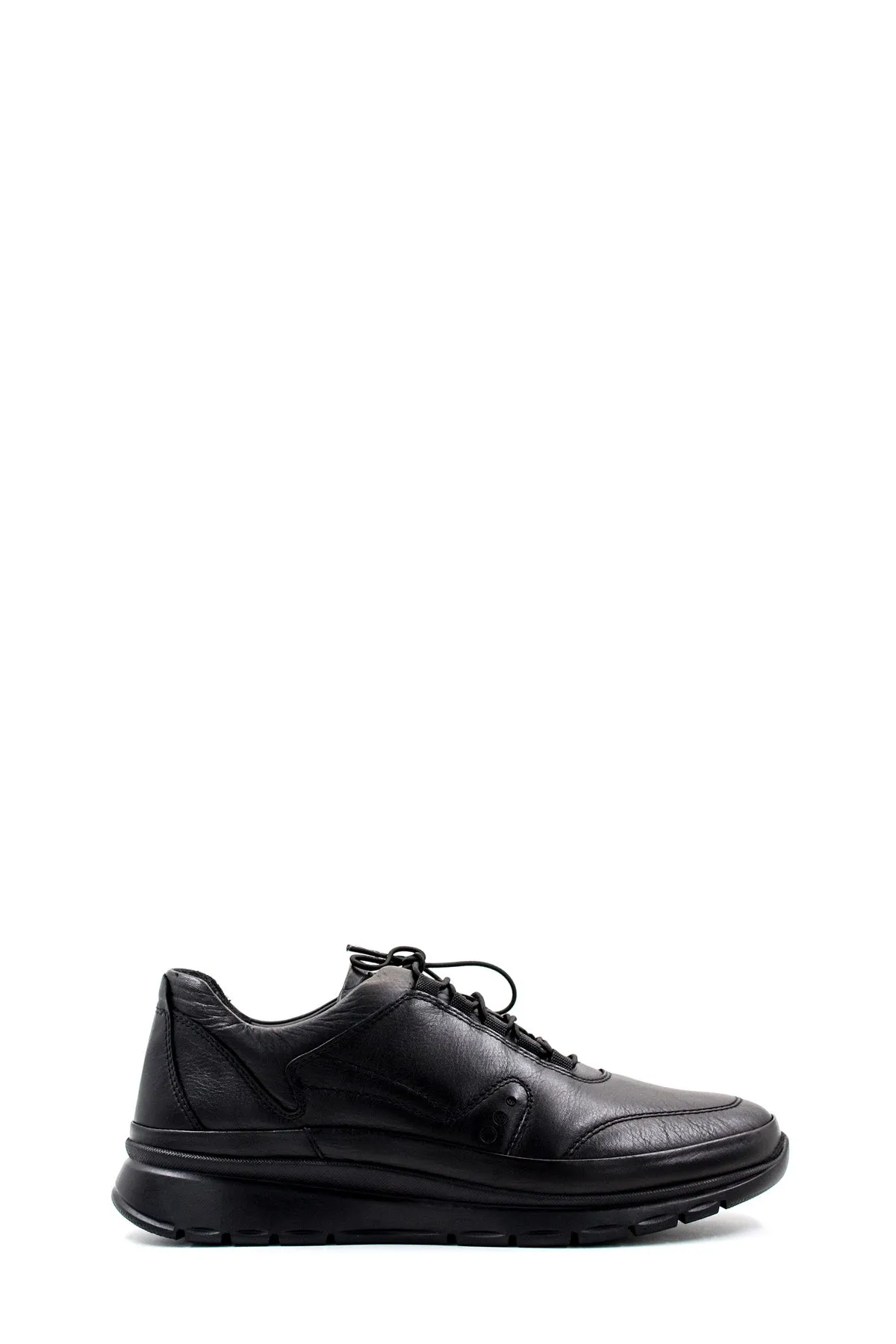 Men's Black Leather Comfort Sneakers with Cushioned Sole - Wessi