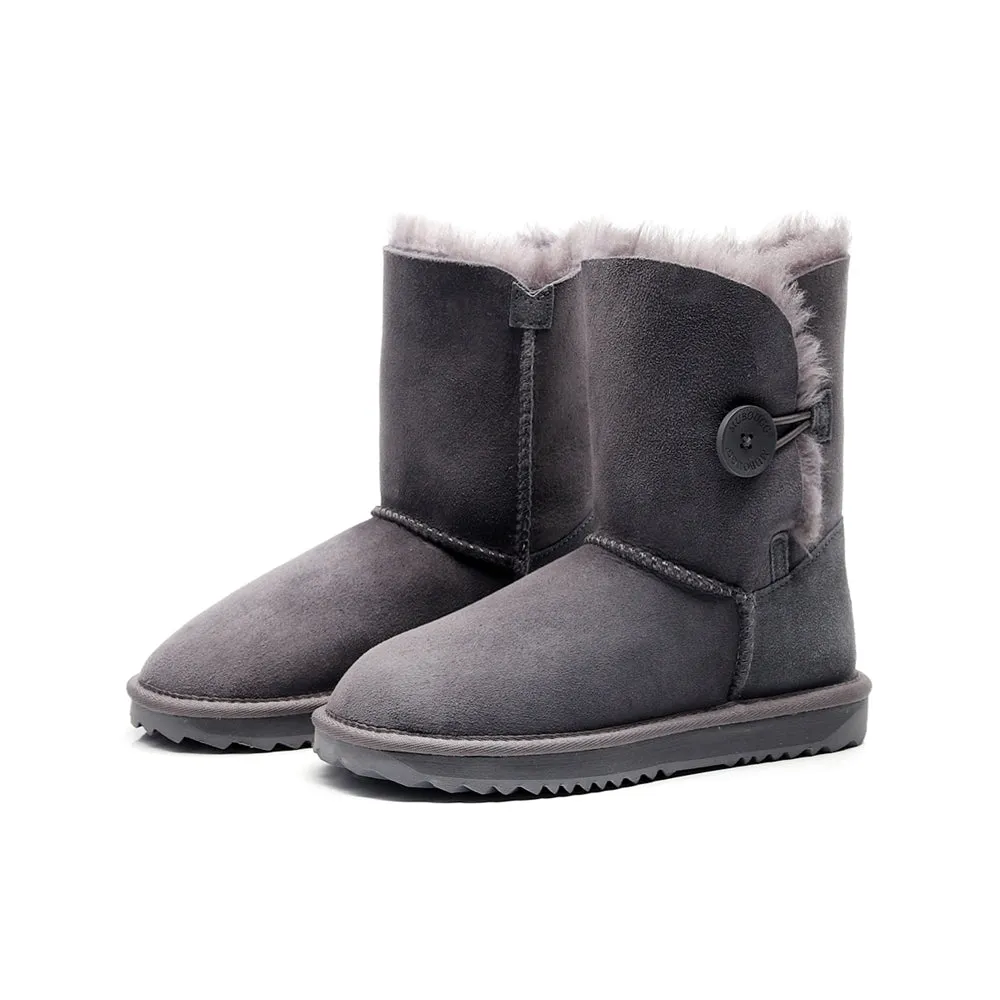 MUBO UGG Women Button Classic UGG BOOTS - Grey