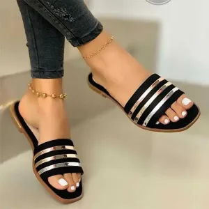 New Metal Striped Summer Flat Shoes