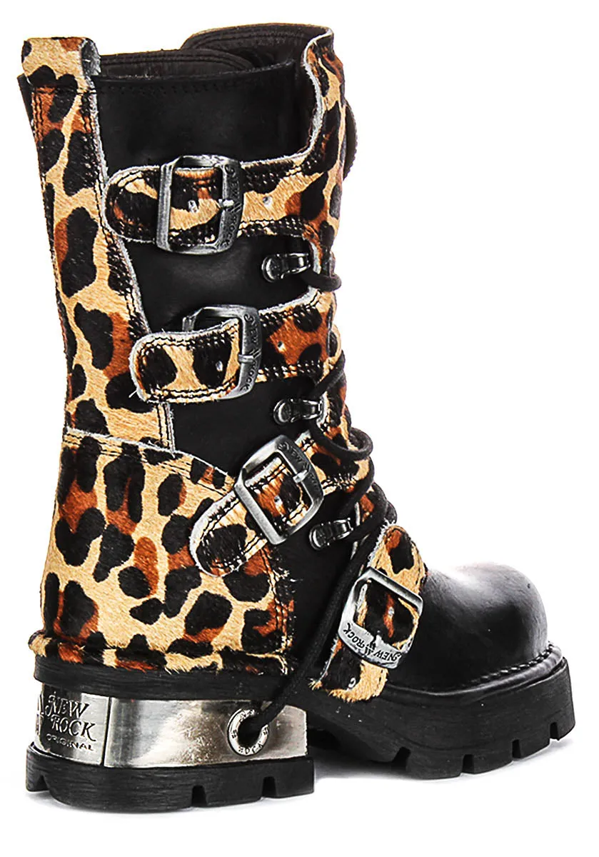 Newrock 591 Planning Heel In Leopard Leather