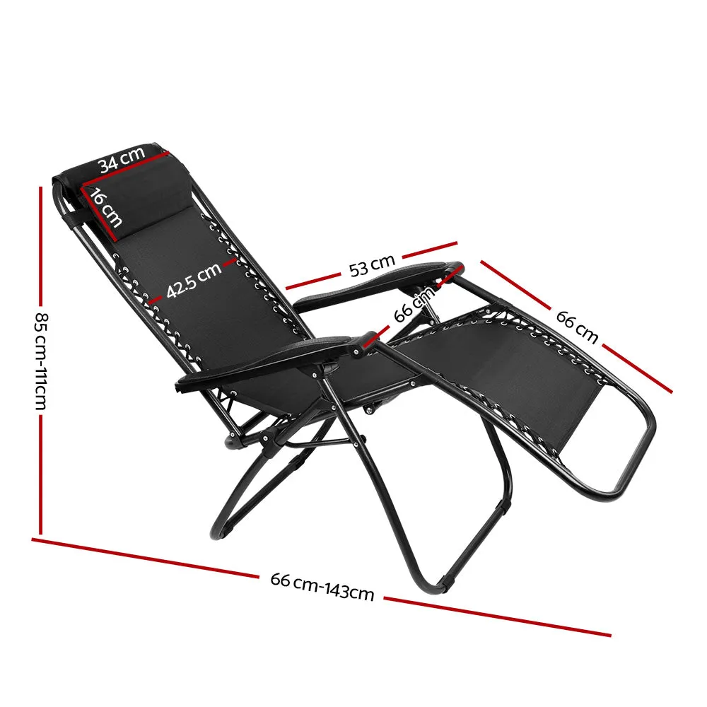 Outdoor Portable Recliner, Black