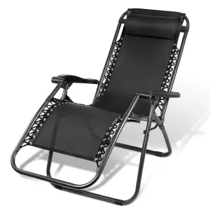 Outdoor Portable Recliner, Black