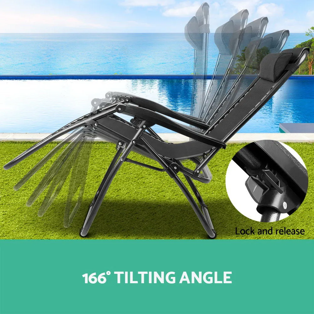 Outdoor Portable Recliner, Black