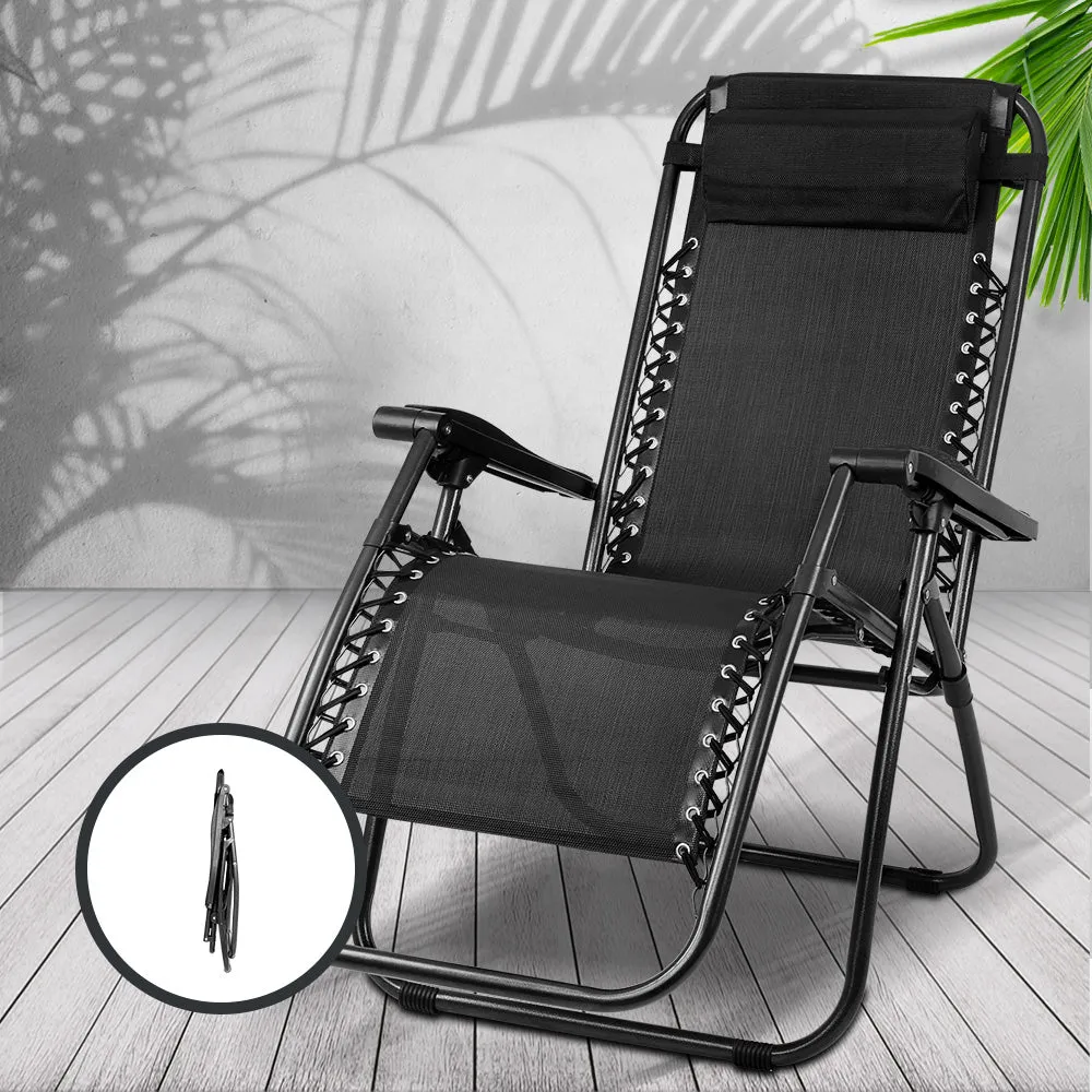 Outdoor Portable Recliner, Black