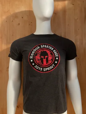 REEBOK "SPARTAN RACE 2015 SPRINT" TRIFECTA QUALIFIER FINISHER Graphic Print Adult XS Extra Xtra Small Dark Gray T-Shirt Tee Shirt