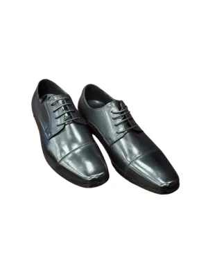 Salo NY Mens Black Cap Toe Lace Up Oxford Leather Dress Shoes