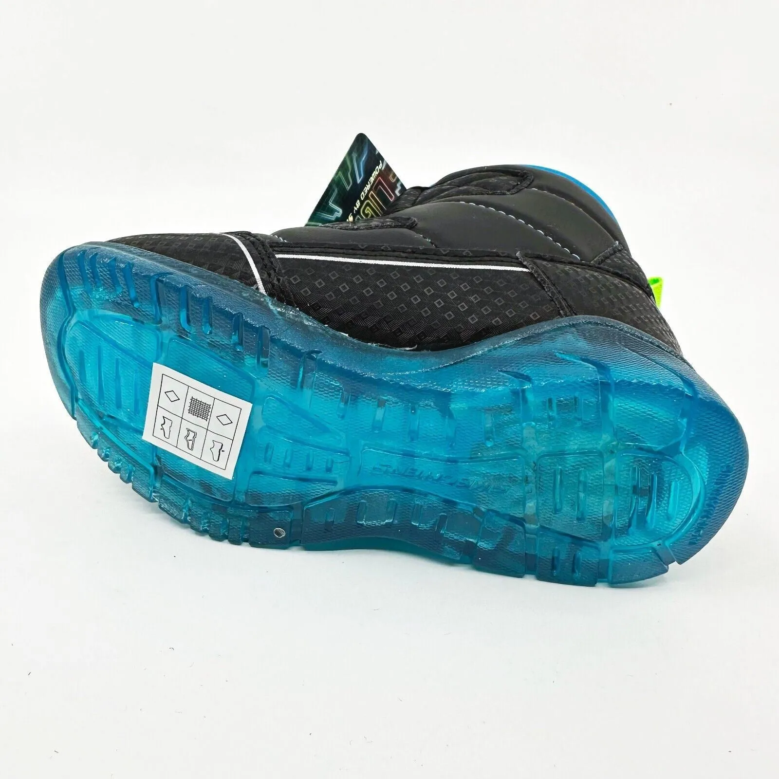 Skechers S Lights Ilumi Brights Mini Chill Black Blue Toddlers Boys Size 8 Boots