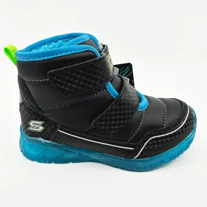 Skechers S Lights Ilumi Brights Mini Chill Black Blue Toddlers Boys Size 8 Boots