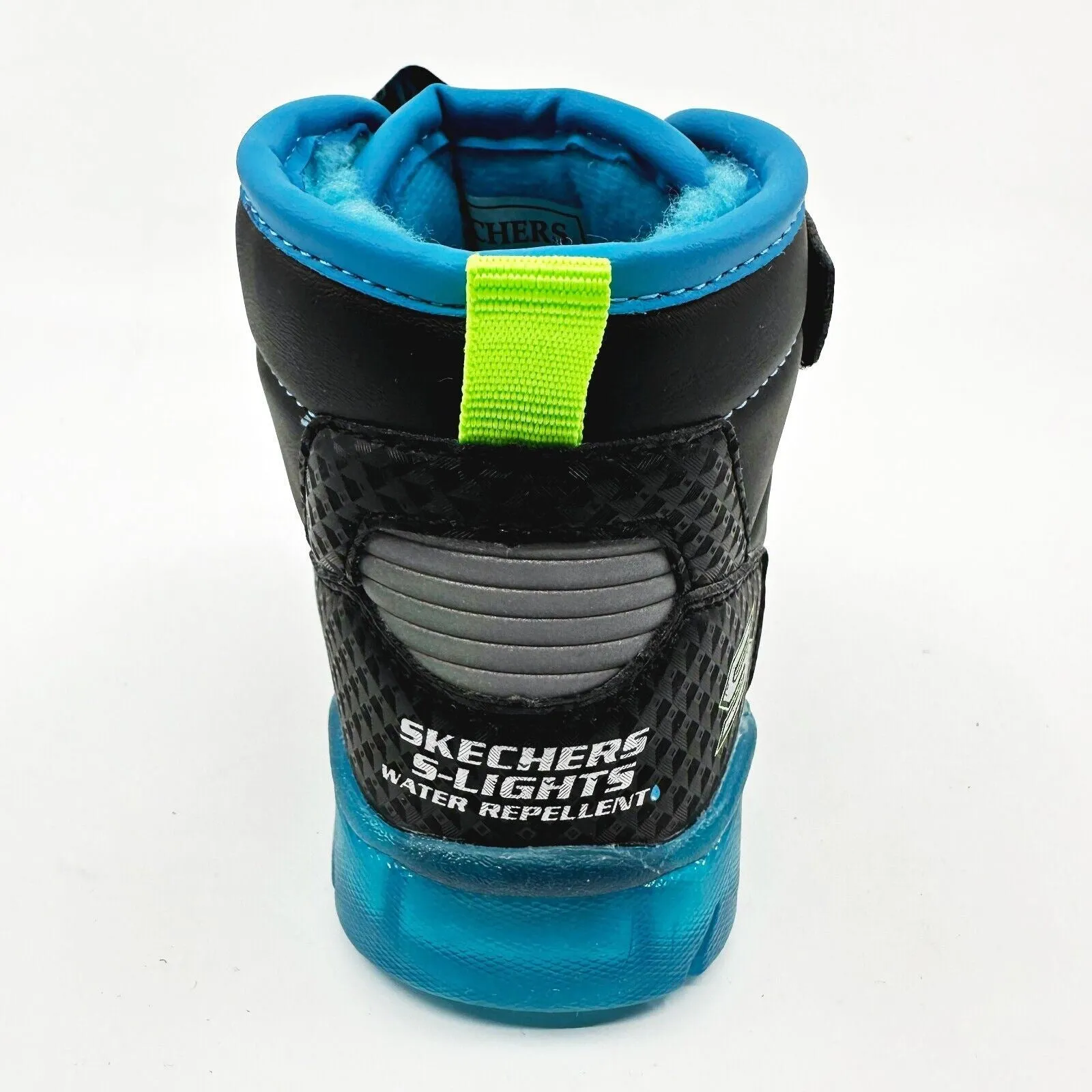 Skechers S Lights Ilumi Brights Mini Chill Black Blue Toddlers Boys Size 8 Boots