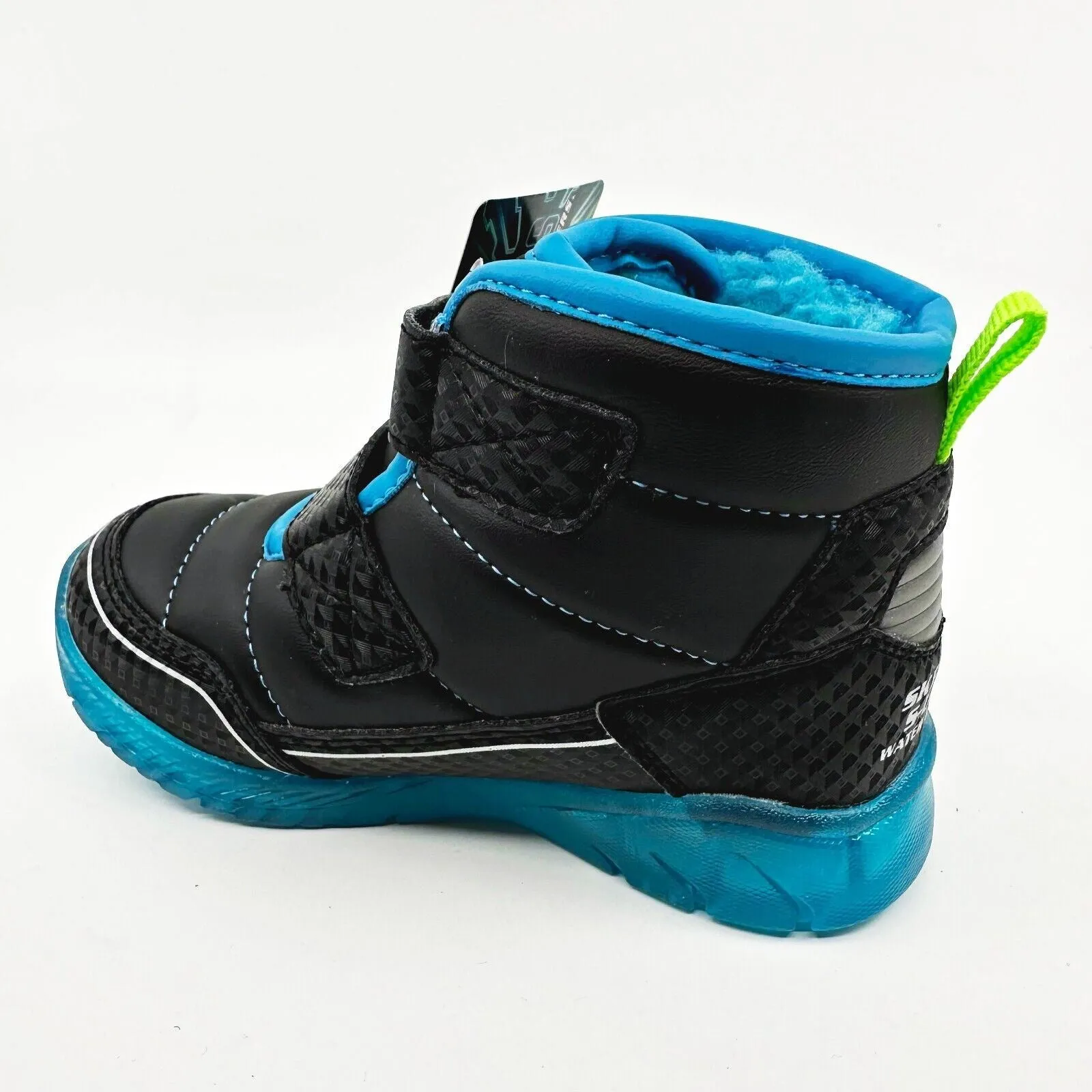 Skechers S Lights Ilumi Brights Mini Chill Black Blue Toddlers Boys Size 8 Boots
