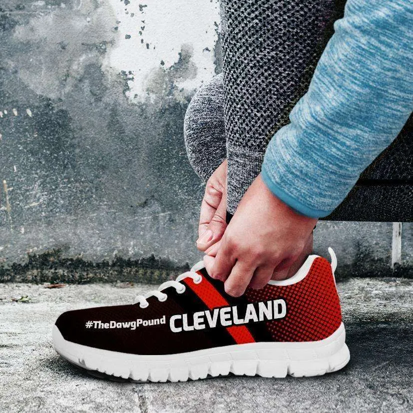 #TheDawgPound Cleveland Fan Mesh Fabric Running Shoes (White Toe Text)