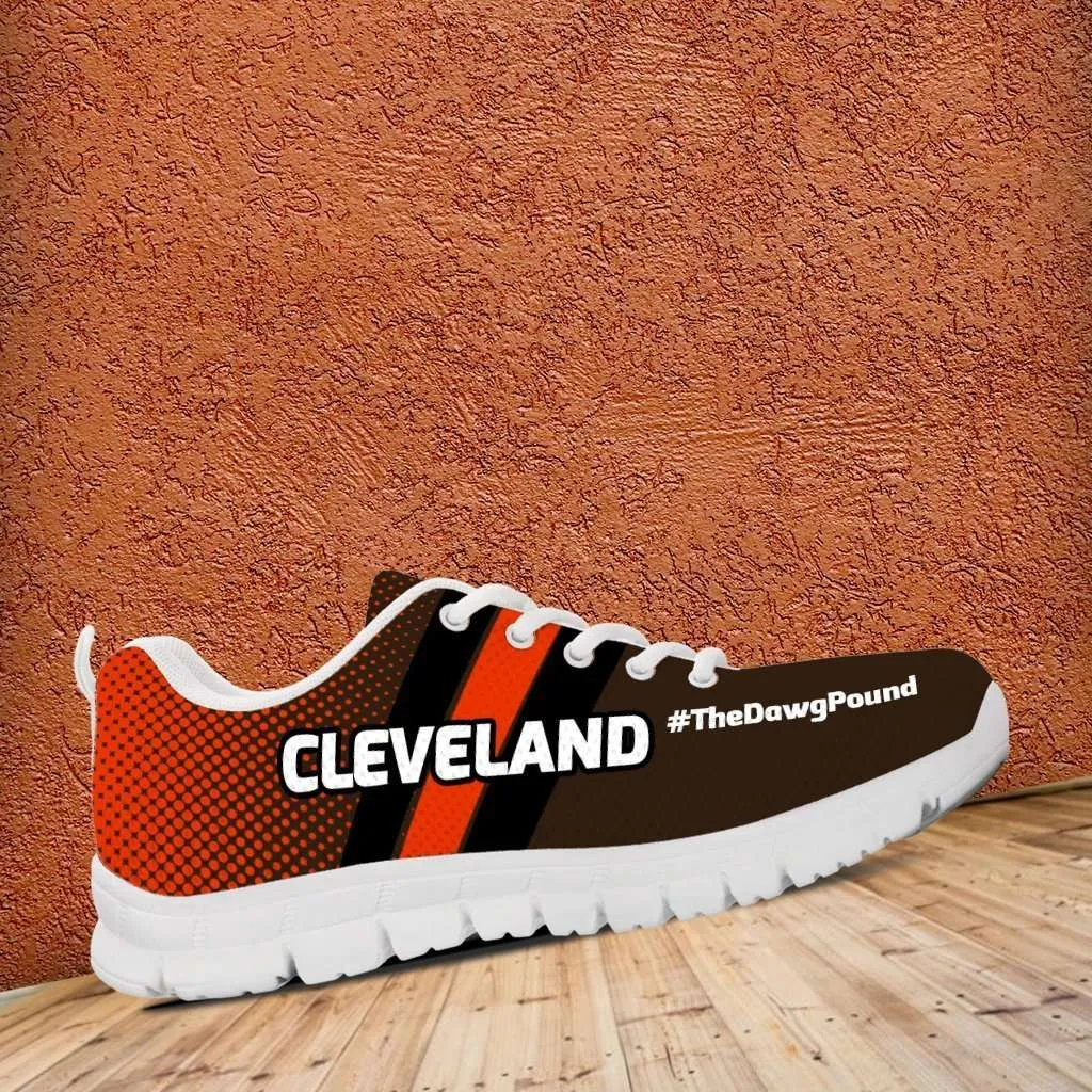 #TheDawgPound Cleveland Fan Mesh Fabric Running Shoes (White Toe Text)