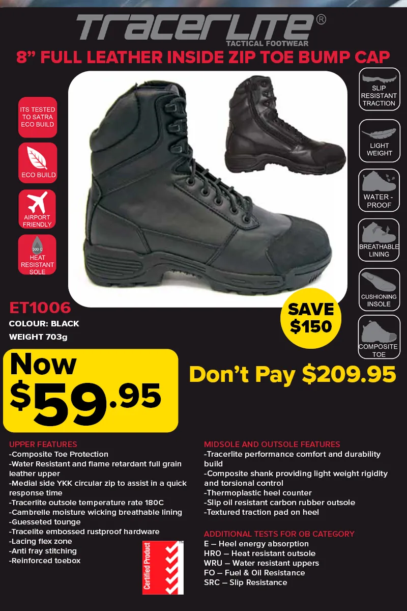Tracerlite Mens 8 Inch Composite Toe with Toe Bump <BR> ET1006
