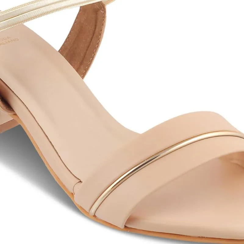 tresmode 239-RACHEL-2 BEIGE WOMEN DRESS BLOCK HEEL SANDALS EU/40 UK/7