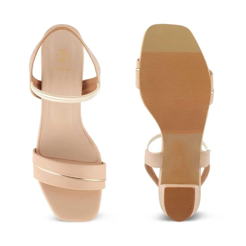 tresmode 239-RACHEL-2 BEIGE WOMEN DRESS BLOCK HEEL SANDALS EU/40 UK/7