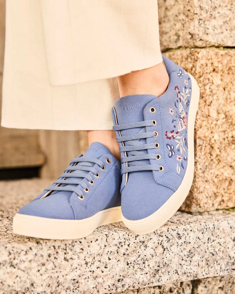 Virevolte Recycled Grain Leather Vegan Sneakers | Cobalt Butterflies
