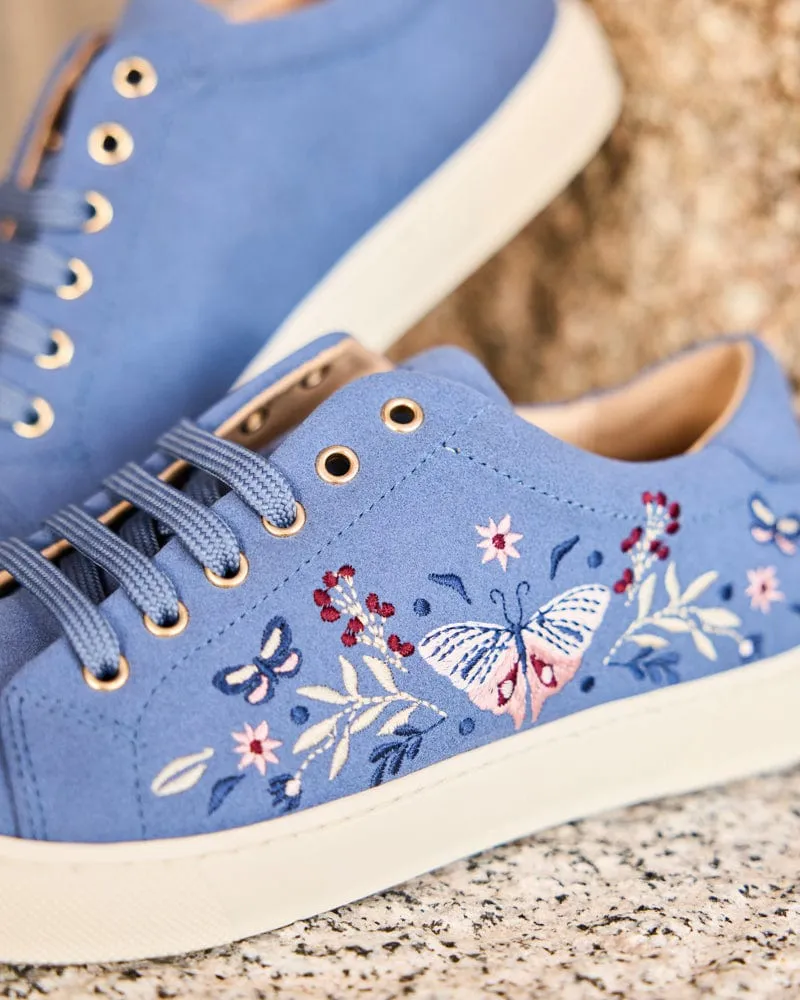 Virevolte Recycled Grain Leather Vegan Sneakers | Cobalt Butterflies