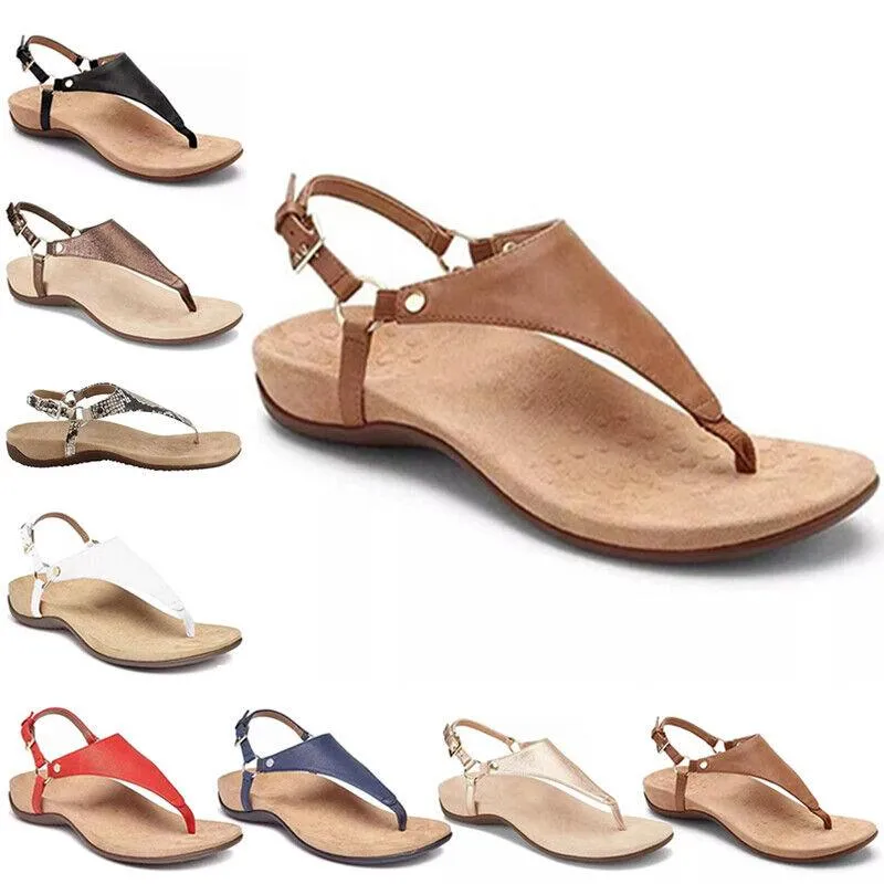 Women's Buckle Arch Support Flip Flops Summer Slippers